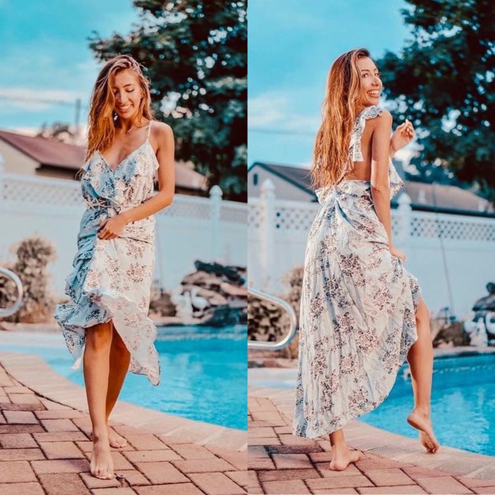 California Moonrise Nomad Art House Wrap Dress Vacation Midi